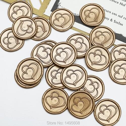Double Hearts Wedding invitation stickers for guest ,Self Adhesive Wax Seal Stickers, Heart Wedding, envelope seal stickers