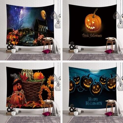 Halloween Tapestry Wall Hanging art Orange Print meditation tapestry Fabric decor blanket Beach Towel 200x150cm Large Wall Rug