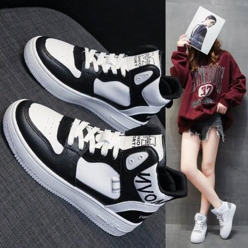 New fashion Korean high-top outdoor casual sports womens shoes Martin boots all-match white shoes flat-bottomed womens boots
