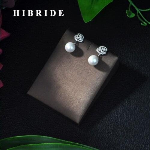 New Fashion Women Pearl Earrings Earrings White Gold Color Dangle Earrings For Party Gifts HIBRIDE Jewelry E-230