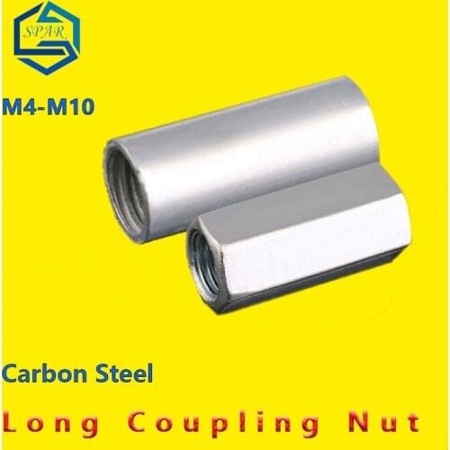 Galvanized Envexed Hexagonal Nut Screw Wire Union Nut Extended Rod Coupling Connection Thread Nut M4-M10 Carbon Steel