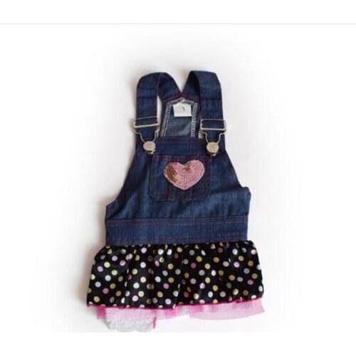 Pet Clothes Heart-shaped Cute Denim Skirt Pet Dog Strap Skirt Spring And Summer Teddy Chihuahua Bichon Dog Dress DC826