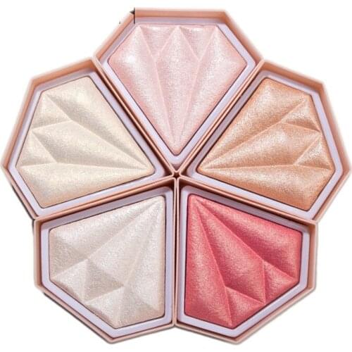5 Colors Diamond Highlighter Glitter Powder Palette Brighten Facial Contour Makeup Illuminator Shimmer Cosmetics
