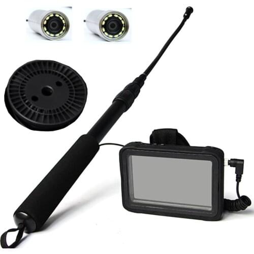 1.5m Pole+10M Wire+2 Cameras Portable 5" DVR Inspection Device Camera 1080P for Plant Chassis Explosive Vehicle Tube Inspector