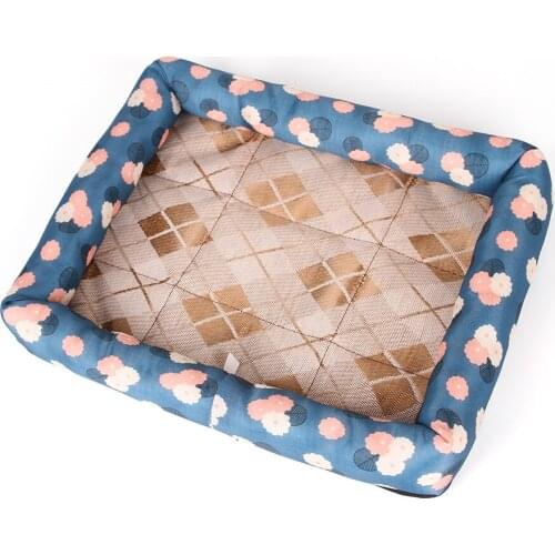 Print Summer Ice Silk Pet Dog Cooling Mat For Cat Dogs Floor Mats Blanket Sleeping Bed Cushion Cold Pad 4 Size Pet Supplie