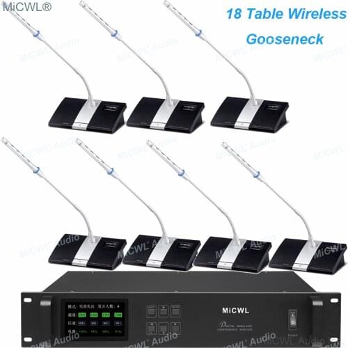 Professional 18 Unit Digital Wireless Conference Microphone 18 Desktop Gooseneck Cardioid Mics System MiCWL