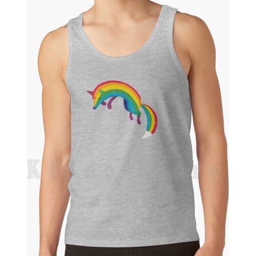 Rainbow Fox tank tops vest sleeveless Fox Rainbow Jumping Cute Animal Fun Dinomike