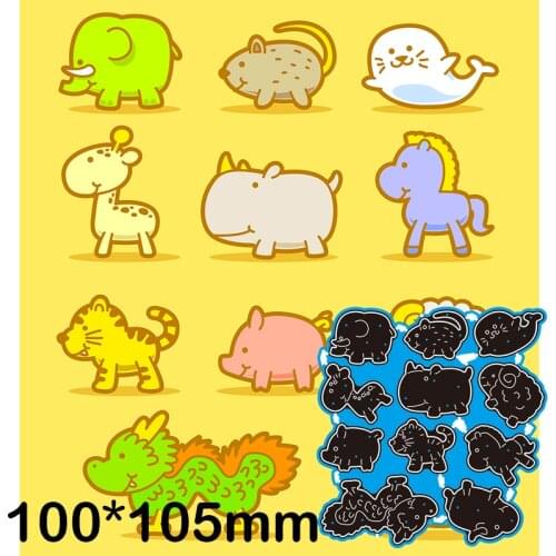 Cutting Dies Elephant Mouse Seal Giraffe Rhino Pig Metal for DIY Scrapbooking Photo Album Embo 100*105mmssing Paper Card