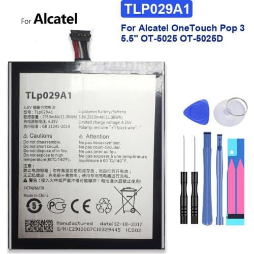 2910mAh TLp029A1 / TLp029AJ Replacement Battery For Alcatel OneTouch Pop 3 5.5" OT-5025 OT-5025D with Track Code