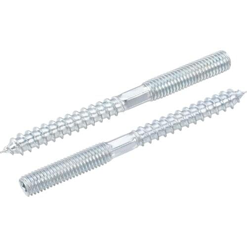 Uxcell M6x32mm Hanger Bolts Double Head Dowel Screw for Wood Furniture 40pcs