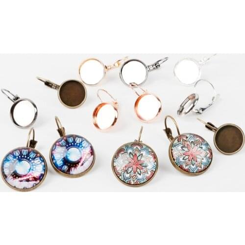 14mm 10pcs Classic Multi Color Series Plated High Quality Iron Earring Back Base Fit 12mm Glass Cabochons
