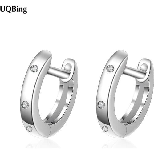 925 Sterling Silver Hollow Round Zircon Clip Earrings for Women Wedding Fine Jewelry