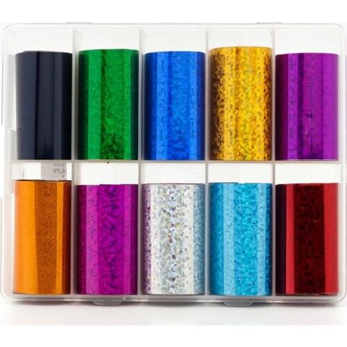 10Rolls/Set Holographic Nail Foil Geometric Golden Nail Art Transfer Sticker 4*100cm Manicure DIY Tips Sticker Decorations Te#57
