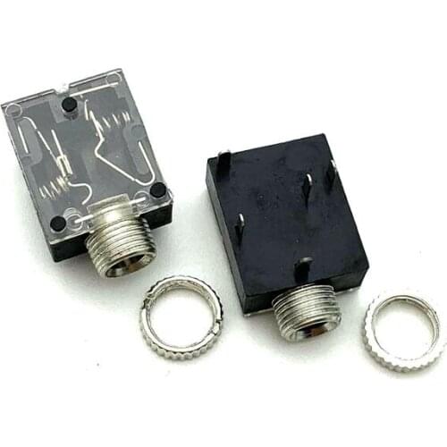 10Pcs 5 Pin 3.5mm Stereo Audio Jack Socket PCB Panel Mount for Headphone With Nut PJ-324M Dual-channel Audio Socket