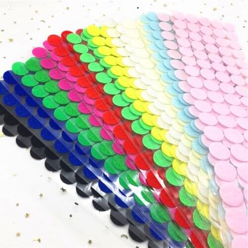 100Pairs 20mm Color Dot Nylon Waterproof Adhesive Fastener Strong Glue Magic Sticker Disc Round Coins Hook Loop Tape Home Use
