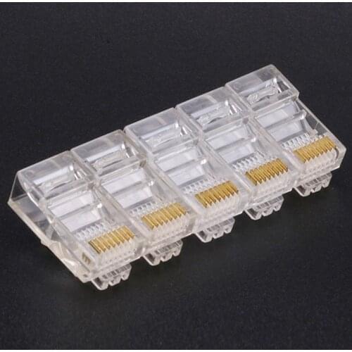 100pcs/lot Cat 6 5 5e RJ45 Connector Pure Copper 8P8C Modular Ethernet Cable Head Plug 24K Gold-Plated Crimp Network Connector