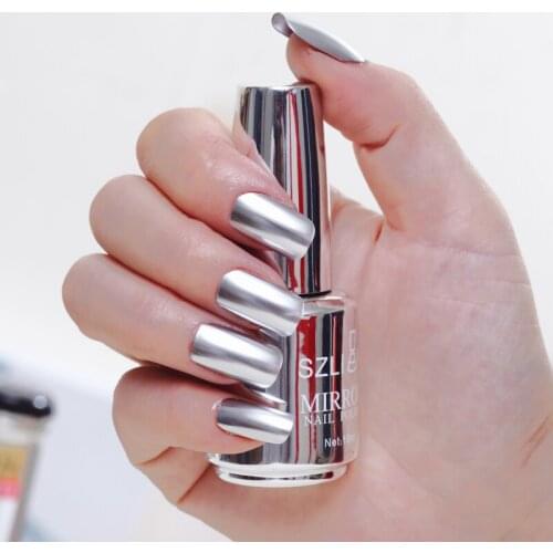 18ML Mirror Effect Metallic Nail Polish Purple Rose Gold Silver Chrome Nail Art Polish for Nails Manicure Lacquer Decoration