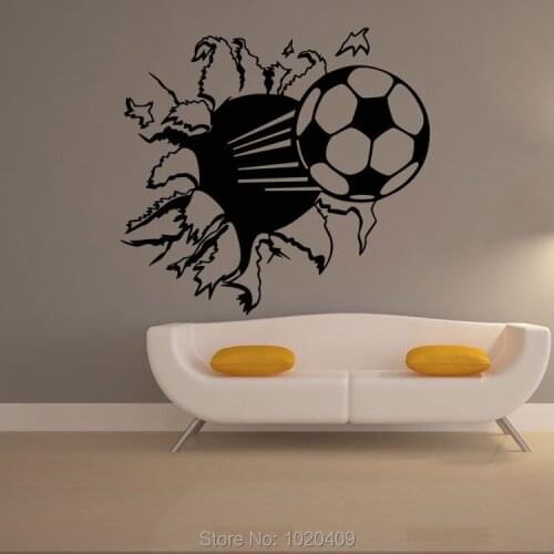 Soccer Football 3D Bang Wall Stickers Home Decor Wall Decal For Kids Room Sport Boy Bedroom Wallpaper A009