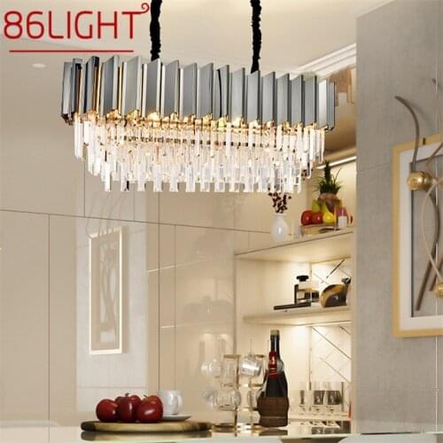 86LIGHT Pendant Light Postmodern Double Crystal LED Lamp Luxury Fixture for Home Dining Living Room