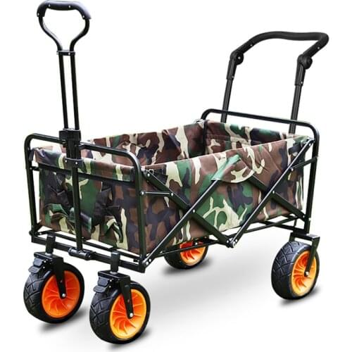 Mute bearing wheel outdoor four-wheel folding portable stall shopping cart load-bearing strong small pull rod fishing shopping t