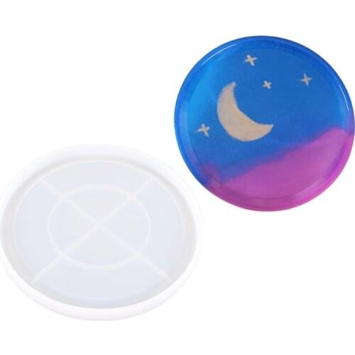 Large Round Resin Coaster Molds Silicone Tray Fruit Tea Cup Mat Dish Resin Mold