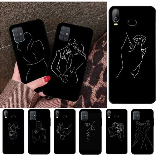 Minimalist Line Sexy Couple Black TPU Soft Phone Case Cover For Samsung A10 A20 A30 A40 A50 A70 A80 A71 A91 A51 A6 A8 2018