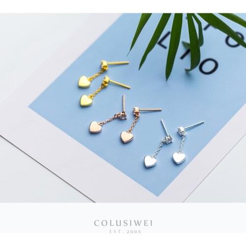 Colusiwei Authentic 925 Sterling Silver Dazzling Clear CZ Heart Drop Earrings for Women Dazzling CZ Engagement Jewelry Brincos