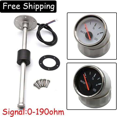Free Shipping 2" 52mm Water Level Gauge with Water Level Sensor 0-190ohm Tank Level Meter Sender Unit For Car Boat 12V/24V