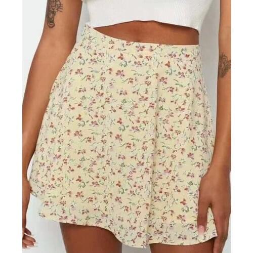 Women Floral Print Mini Skirt Flippy Skirt In Floral Print Floral Skater Mini Skirt S708