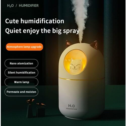 Home Appliances USB Humidifier 300ml Cute Pet Ultrasonic Cool Mist Aroma Air Oil Diffuser Romantic Color LED Lamp Humidificador