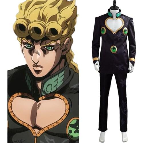 JoJos Bizarre Giorno Giovanna Cosplay Anime Adventure Golden Wind Jojo Cosplay Man Woman Costume Black Suit Uniform Halloween