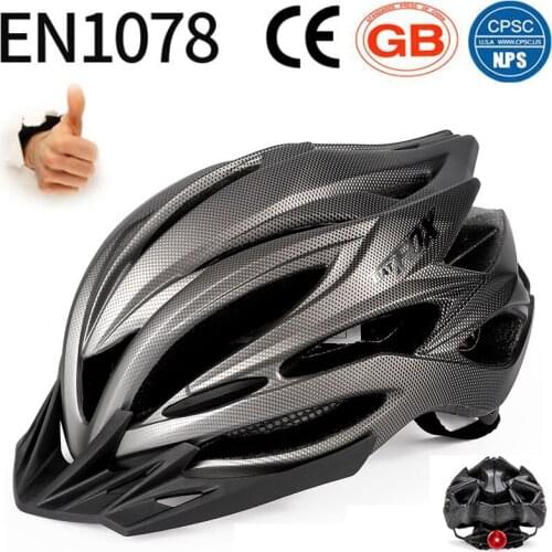Batfox New Mtb Bicycle Helmet High Quality Adult Male Female Integrally-Molded With Visor Taillight Scooter Bike Cycling Helmets