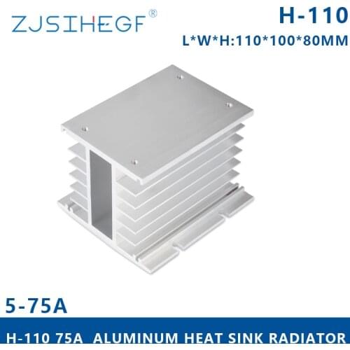 H-110 L*W*H:110*80*80mm Solid State Relay SSR radiator Heat Dissipator 75A Three Phase SSR Heat sink with fans