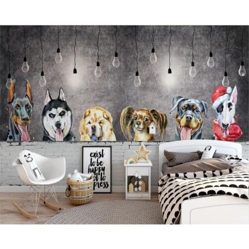 Customized wallpaper 3D modern minimalist Nordic cute puppy animal mural personality childrens room TV background wall фотообои
