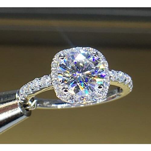 14K Au585 White Gold Women Ring Moissanite Diamonds 1 2 3 4 5 Carat Round Cushion Wedding Party Engagement Anniversary Ring