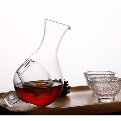 Creative Japanese Style Glass Wine Bottle Thumb Hole Sake Glass Ice Jug Hamster Nest Cooling Room Wine Pourers Decanter Set