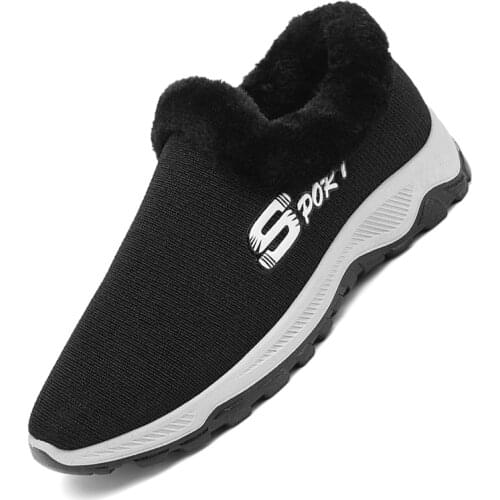 Winter Warm Men Shoes Lightweight Sneakers Men Fashion Casual Walking Shoes Breathable Slip on Plus Loafers Zapatillas Hombre