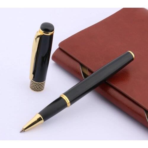 Metal 68 SHINY BLACK GOLDen TRIM NEW Rollerball Pen INK Signature School Student Office Gifts Stationery