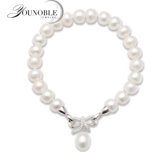 Fashion Cultured Freshwater Pearl Bracelet Natural Pearl Jewelry for Women,925 Silver Jewelry Bracelet Best Gift