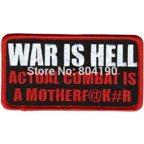 4" WAR IS HELL SLOGAN MOTORCYCLE JACKET VEST BIKER PATCH MILITARY punk rockabilly Embroidered iron on patch