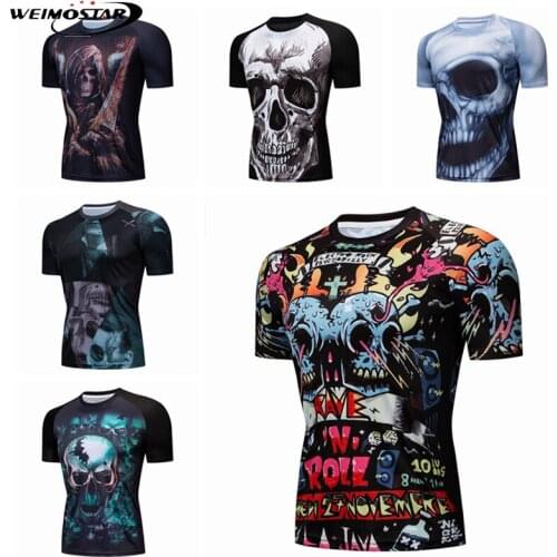 Weimostar Skull Cycling Sport Men Bike Bicycle Breathable T Shirts Quick Dry Cycling Running Jerseys Male Short Sleeve T-shirts