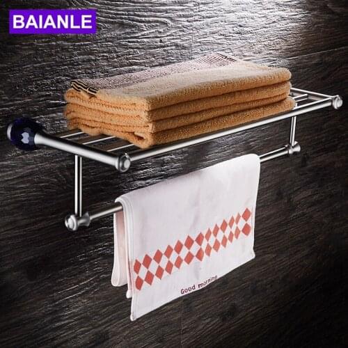 BAIANLE Towel Racks Wall-mounted Stainless Steel 304 Towel Shelf Bathroom Accessories For Home