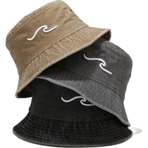 100% Cotton bucket hat Adult floppy wased denim Fisherman cap Men Women Solid Embroidered Panama Caps Hip Hop Sport hat