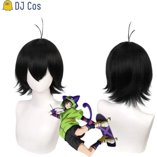Miya Chinen Cosplay Wig Black Anime SK8 the Infinity SK Eight Short Wig Heat-resistant Fiber Hair + Wig Cap Party Role Play Men