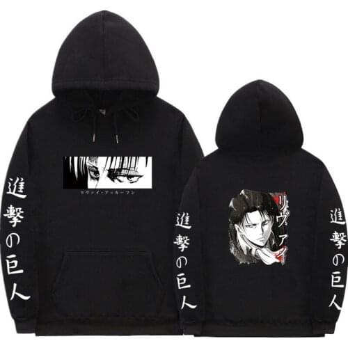Hot Anime Attack on Titan Hoodies Levi Ackerman Hooded Swearshirts Women Men Unisex Casual Loose Pullovers Clothing