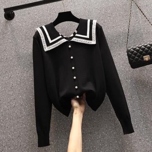 Casual autumn winter women thick sweater pullovers long sleeve Beading chic Sweater Female Oversized knit top soft jumper tops