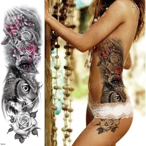 Sexy temporary tattoo large black waterproof tatoo rose owl girl sticker tattoo & body art lion tattoos designs for women men