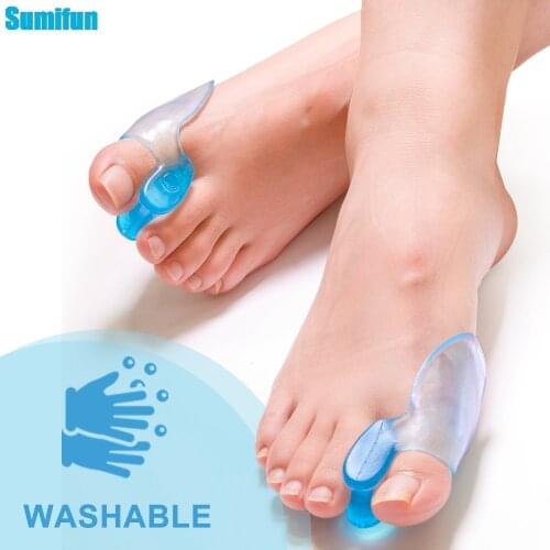 2Pcs Blue Soft Silicone Toe Separator Big Toe Separator Overlapping Relief Hallux Valgus Pain Bunion Spacers Thumb Corrector
