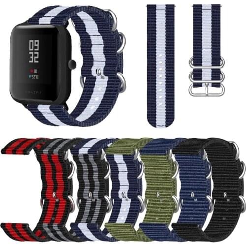20/22mm Nylon Strap For Amazfit Bip S Lite gts gtr Bracelet for xiaomi Amazfit GTR 42mm 47mm Pace Stratos 3 2 2S Strap