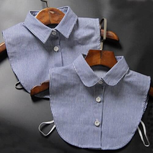Shirt Fake Collar Fashion Women Blue Stripes Autumn Winter Collocation Shirt False Collar Detachable Collar